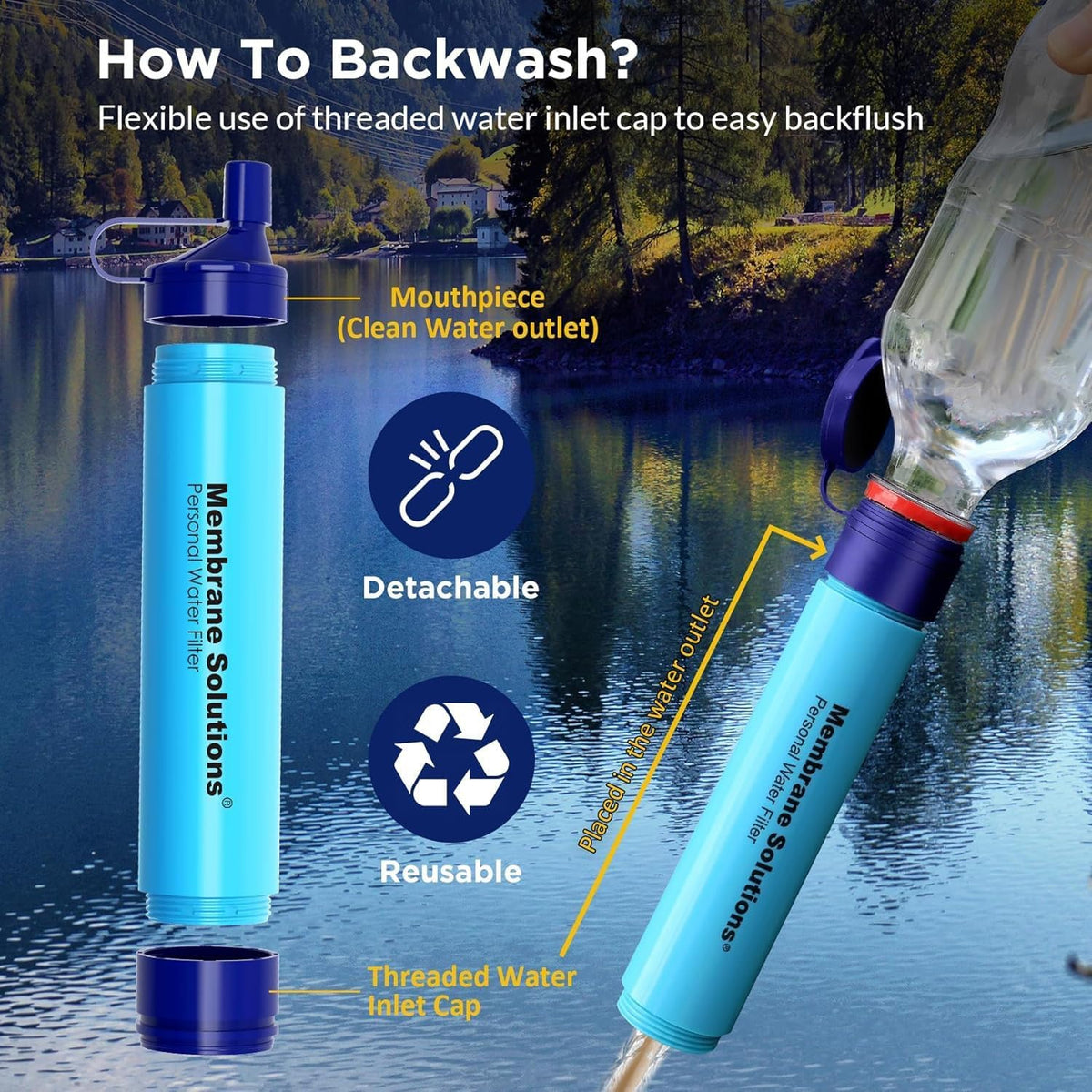 Membrane Solutions® Membrane Solutions Survival Straw membrane solutions | WaterFilter - Survival Straw - 500 ml per min