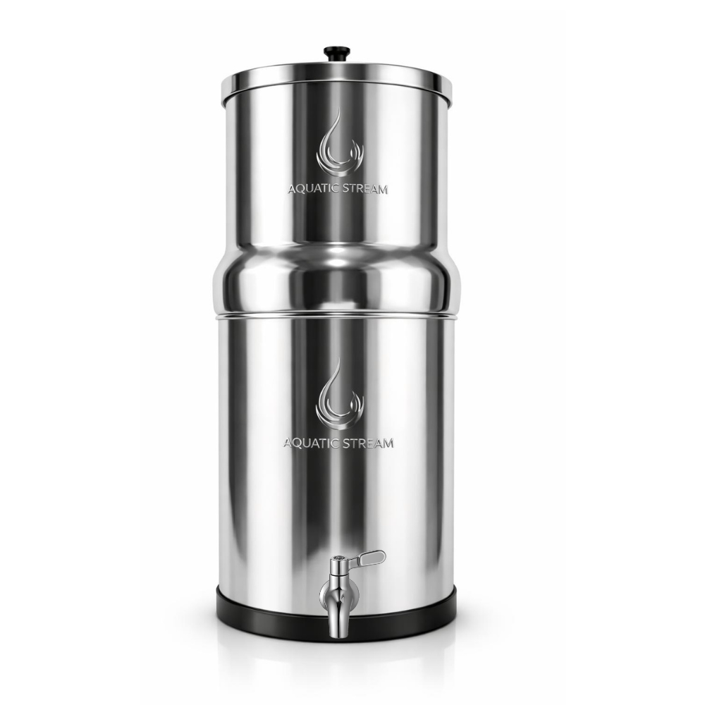Aquaticstream waterfilter Aquaticstream 8,5 L zwaartekrachtfiltersysteem | Custom Filterselectie + RVS-kraan