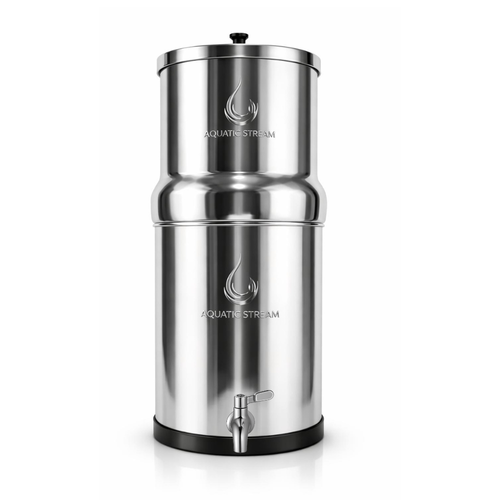 Aquaticstream waterfilter Aquaticstream 8,5 L zwaartekrachtfiltersysteem | Custom Filterselectie + RVS-kraan