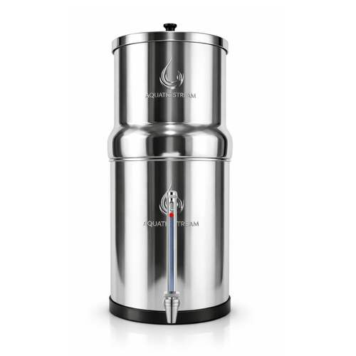 Aquaticstream waterfilter Aquaticstream 8,5 L zwaartekrachtfiltersysteem | Custom Filterselectie + 7" RVS WaterView-kraan